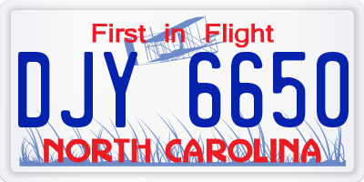 NC license plate DJY6650