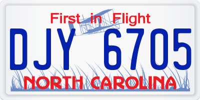 NC license plate DJY6705