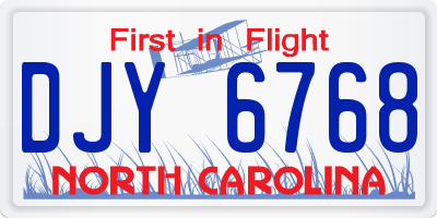 NC license plate DJY6768