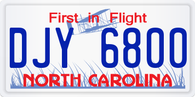 NC license plate DJY6800
