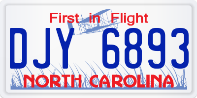 NC license plate DJY6893