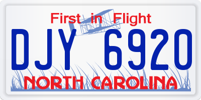 NC license plate DJY6920