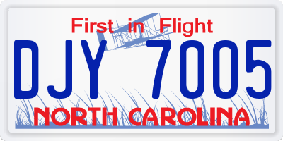 NC license plate DJY7005