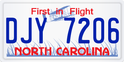 NC license plate DJY7206