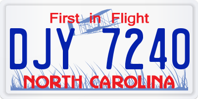NC license plate DJY7240