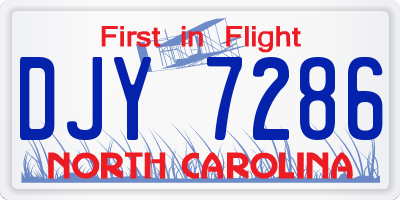 NC license plate DJY7286