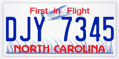 NC license plate DJY7345