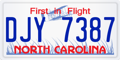 NC license plate DJY7387