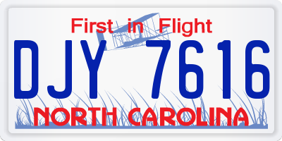 NC license plate DJY7616