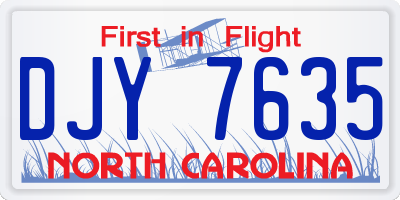 NC license plate DJY7635