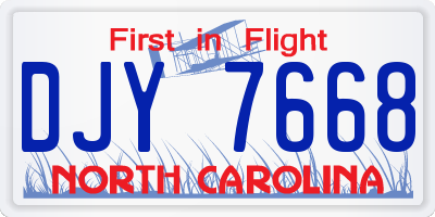 NC license plate DJY7668