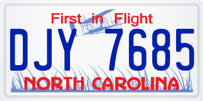 NC license plate DJY7685