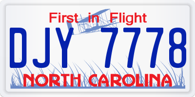 NC license plate DJY7778