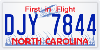 NC license plate DJY7844
