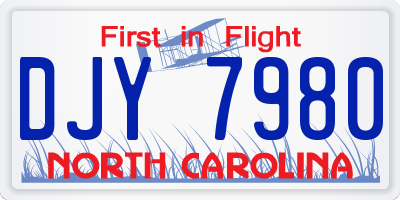 NC license plate DJY7980