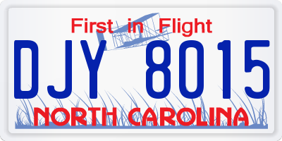 NC license plate DJY8015