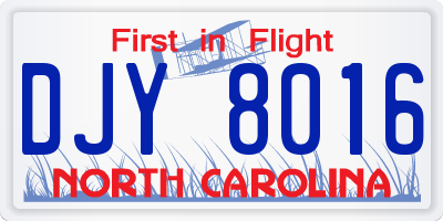 NC license plate DJY8016