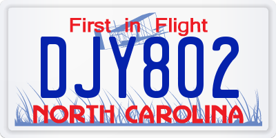 NC license plate DJY802