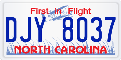 NC license plate DJY8037