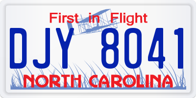 NC license plate DJY8041