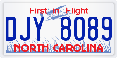 NC license plate DJY8089