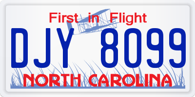 NC license plate DJY8099