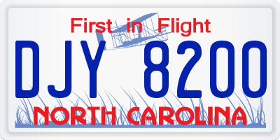 NC license plate DJY8200
