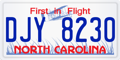 NC license plate DJY8230