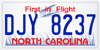 NC license plate DJY8237
