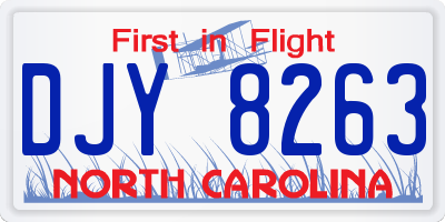 NC license plate DJY8263
