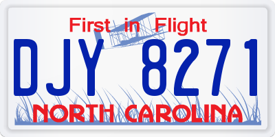 NC license plate DJY8271
