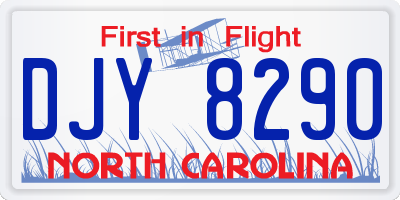 NC license plate DJY8290