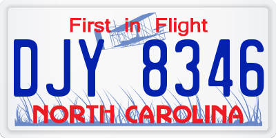 NC license plate DJY8346