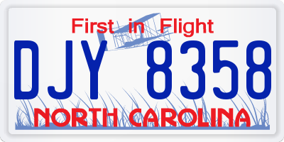 NC license plate DJY8358