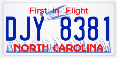 NC license plate DJY8381