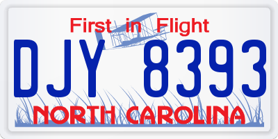 NC license plate DJY8393