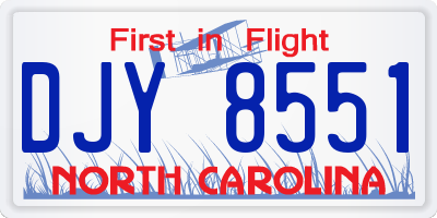 NC license plate DJY8551