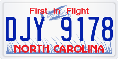 NC license plate DJY9178