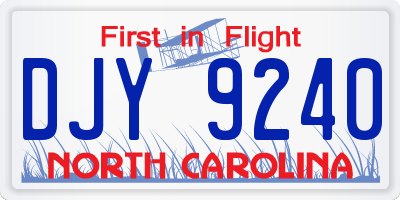 NC license plate DJY9240