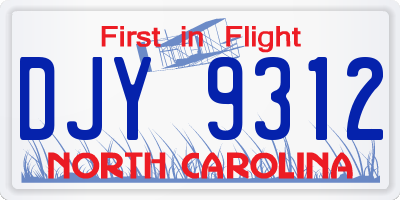 NC license plate DJY9312