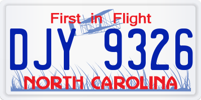 NC license plate DJY9326