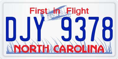 NC license plate DJY9378