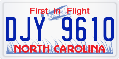 NC license plate DJY9610