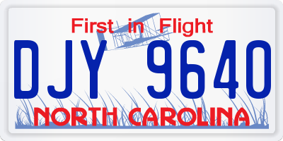 NC license plate DJY9640