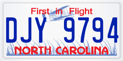 NC license plate DJY9794