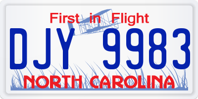 NC license plate DJY9983