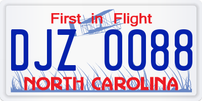 NC license plate DJZ0088