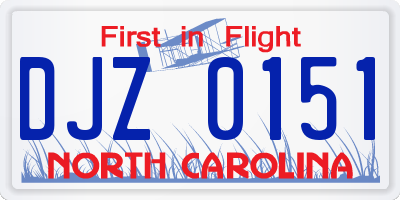 NC license plate DJZ0151