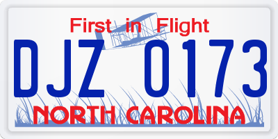 NC license plate DJZ0173