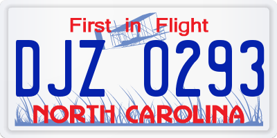 NC license plate DJZ0293